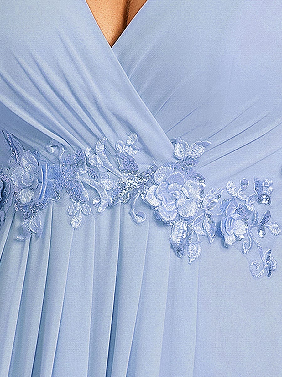 Elegant Chiffon Applique Evening Dress with Flutter Sleeves #color_Ice Blue