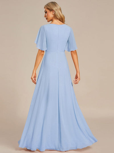Elegant Chiffon Applique Evening Dress with Flutter Sleeves #color_Ice Blue