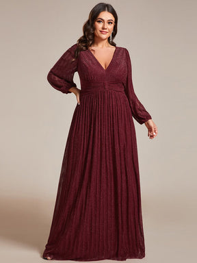 Sparkle Long Sleeve Formal Evening Dress with A-line Silhouette