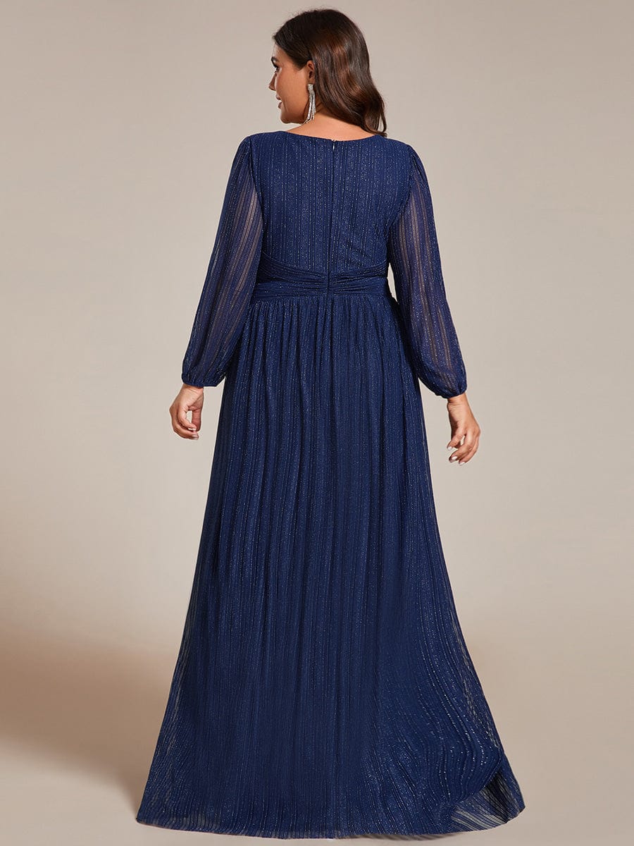 Sparkle Long Sleeve Formal Evening Dress with A-line Silhouette