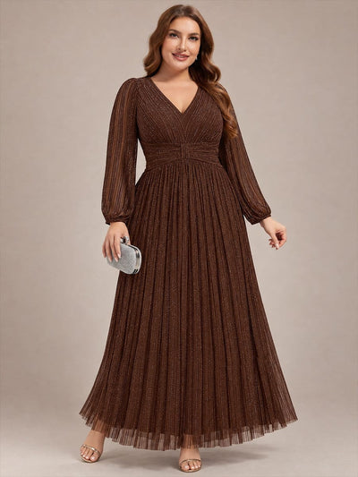 pretty BRYM|Plus Size Sparkle Long Sleeve Formal Evening Dress with A-line Silhouette