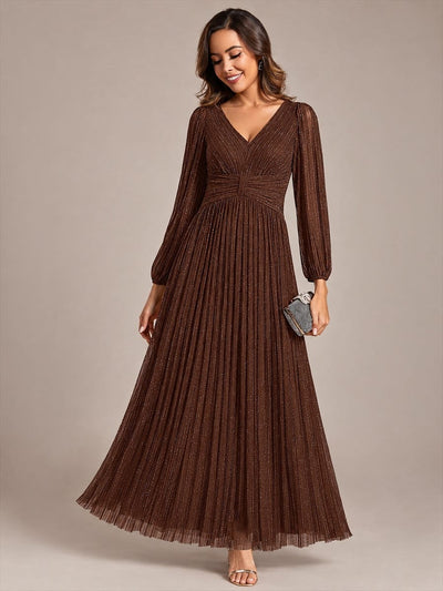 ever BRYM|Sparkle Long Sleeve Wedding Guest Dress with A-line Silhouette