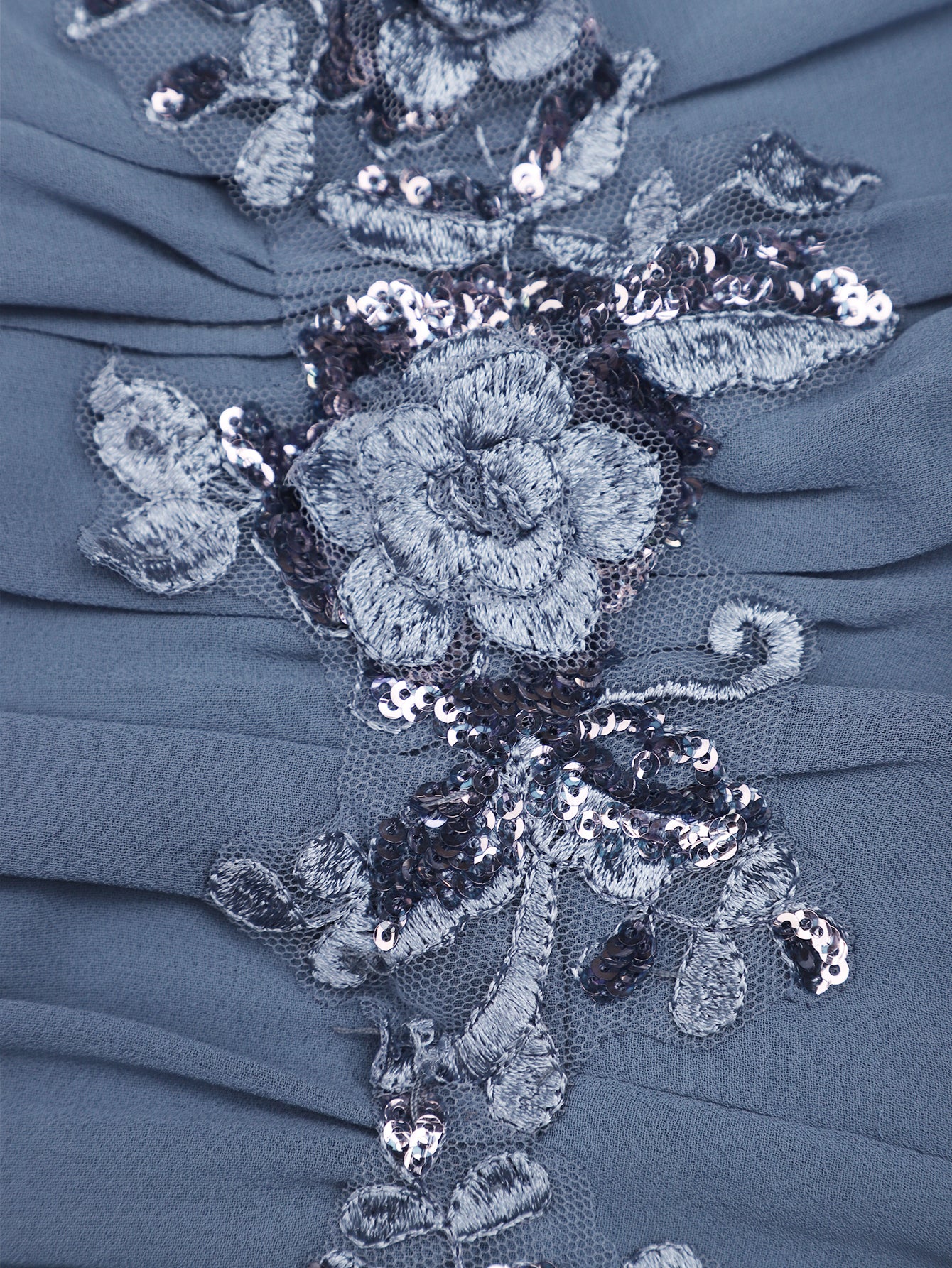 V-Neck Sleeveless Chiffon Sequin Waist A-Line Evening Dress More Detail Photos
