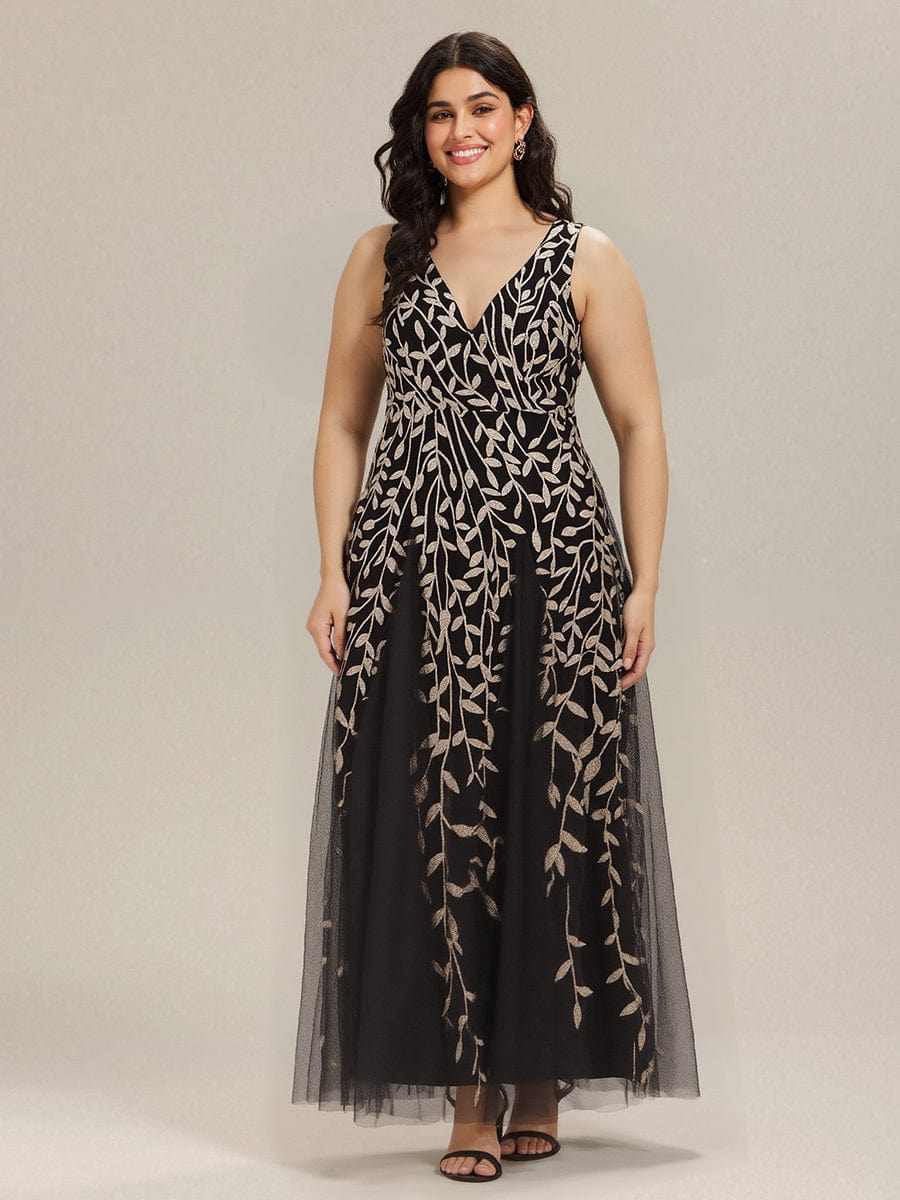 Stylish Cold-Shoulder Floor Length Bridesmaid Dress with Side Slit #color_Black & Gold