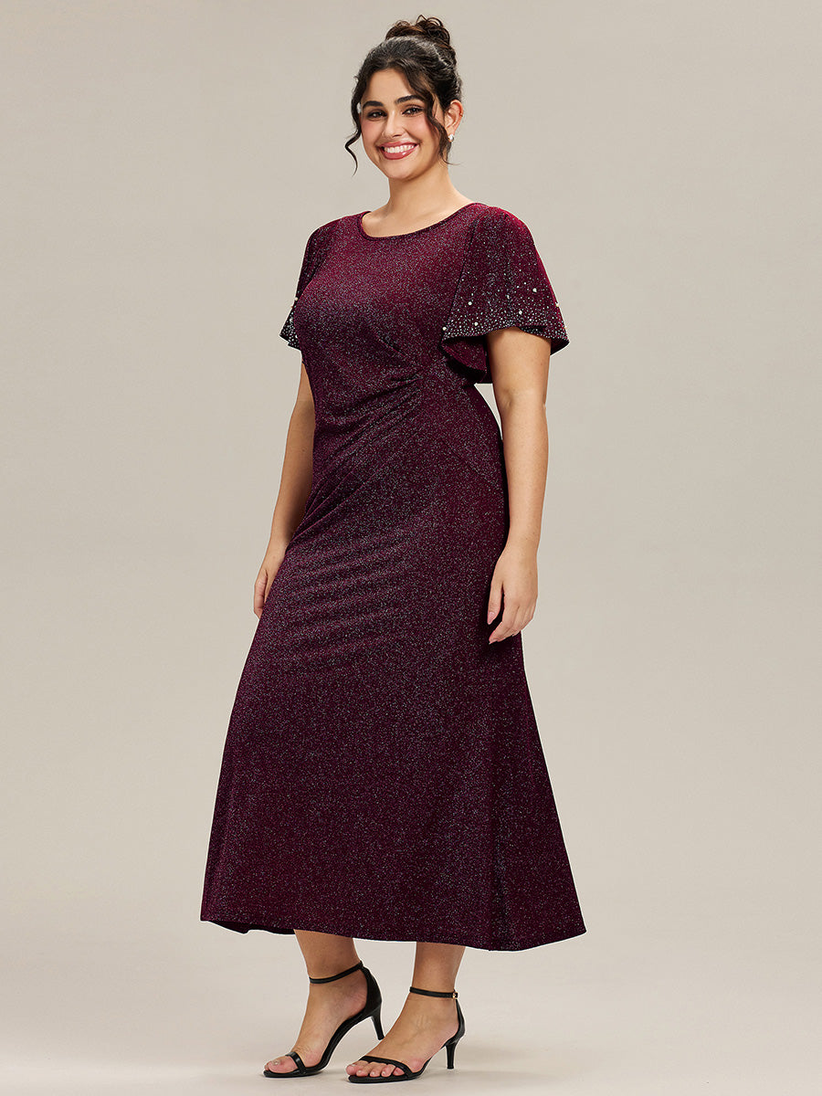 Plus Size Beaded Knit Evening Dress #color_Dark Purple