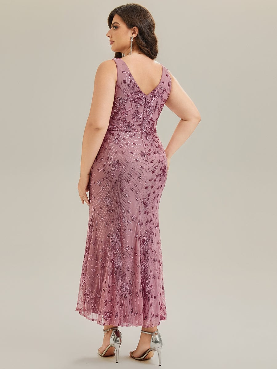 Knotted Sequin Sleeveless Evening Dress #color_Purple Orchid