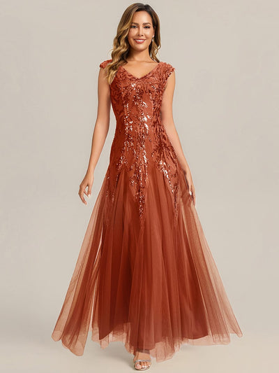 ever FREYA|Embroidered Sequin Cap Sleeve Dress