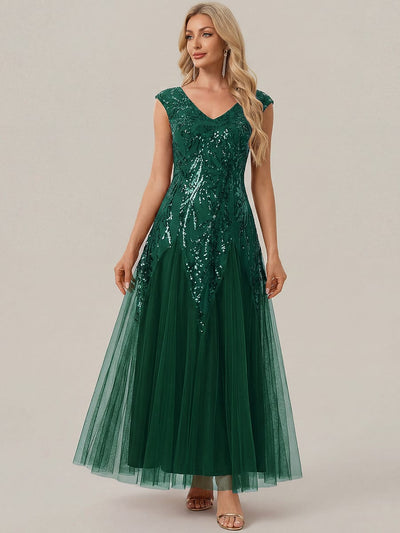 ever FREYA|Embroidered Sequin Cap Sleeve Dress