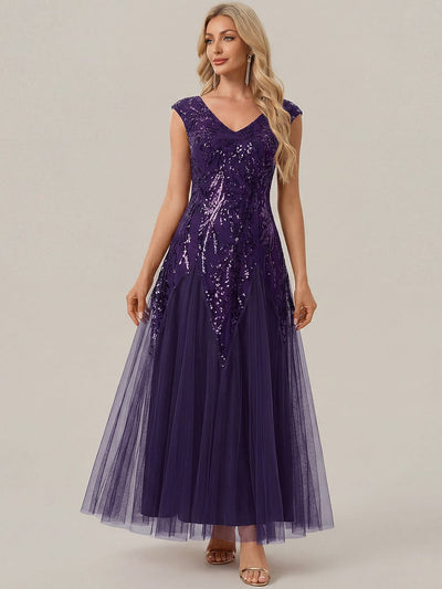 ever FREYA|Embroidered Sequin Cap Sleeve Dress