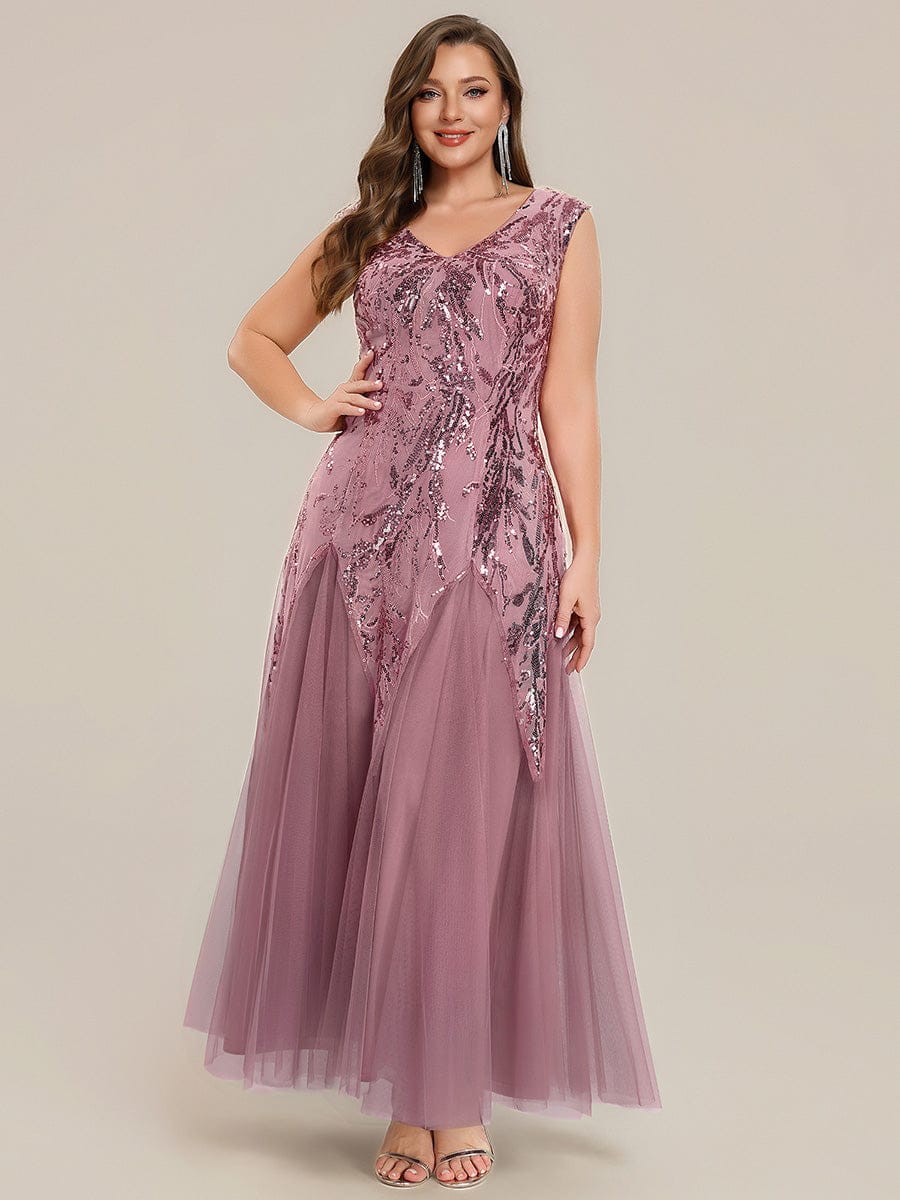 Embroidered Sequin Cap Sleeve Dress #color_Purple Orchid