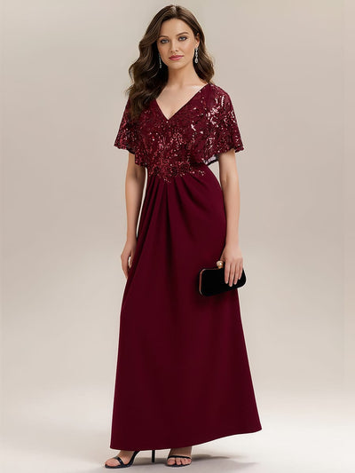 ever KIRA|Elegant V-Neck Sequin Batwing Sleeve Dress