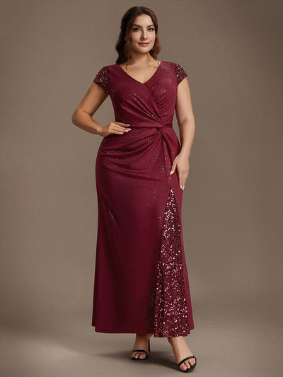 pretty KAIA|Plus Size Knotted Knit Cap Sleeve Dress