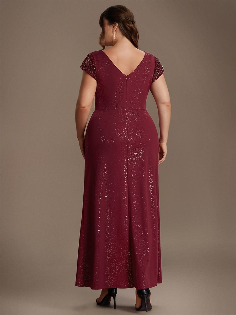 Knotted Knit Cap Sleeve Dress #color_Burgundy