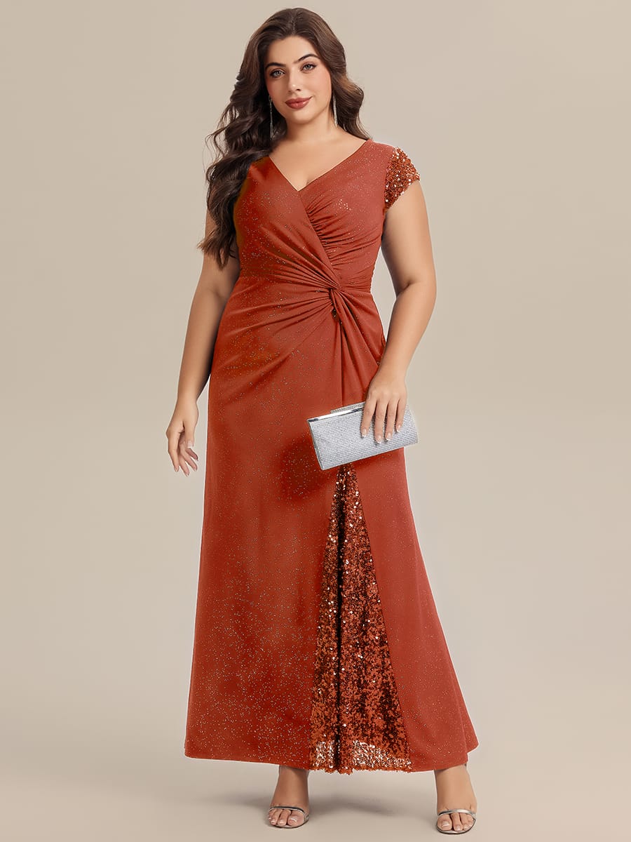 Knotted Knit Cap Sleeve Dress #color_Burnt Orange