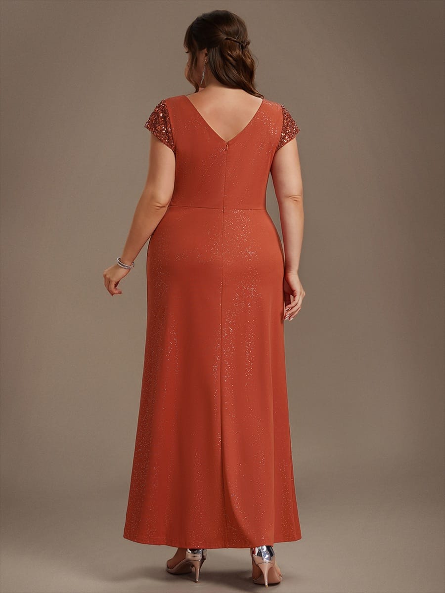 Knotted Knit Cap Sleeve Dress #color_Burnt Orange