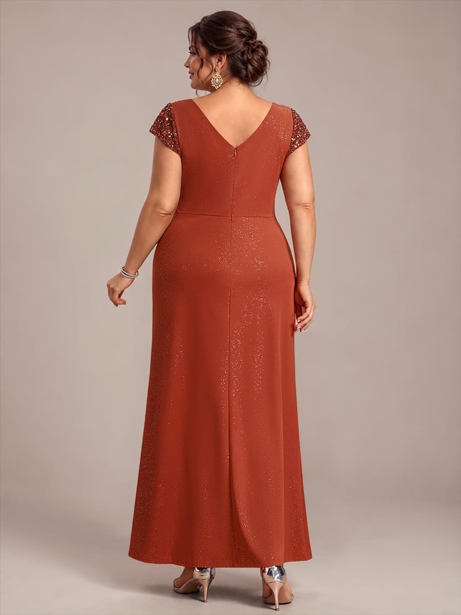 Knotted Knit Cap Sleeve Dress #color_Burnt Orange