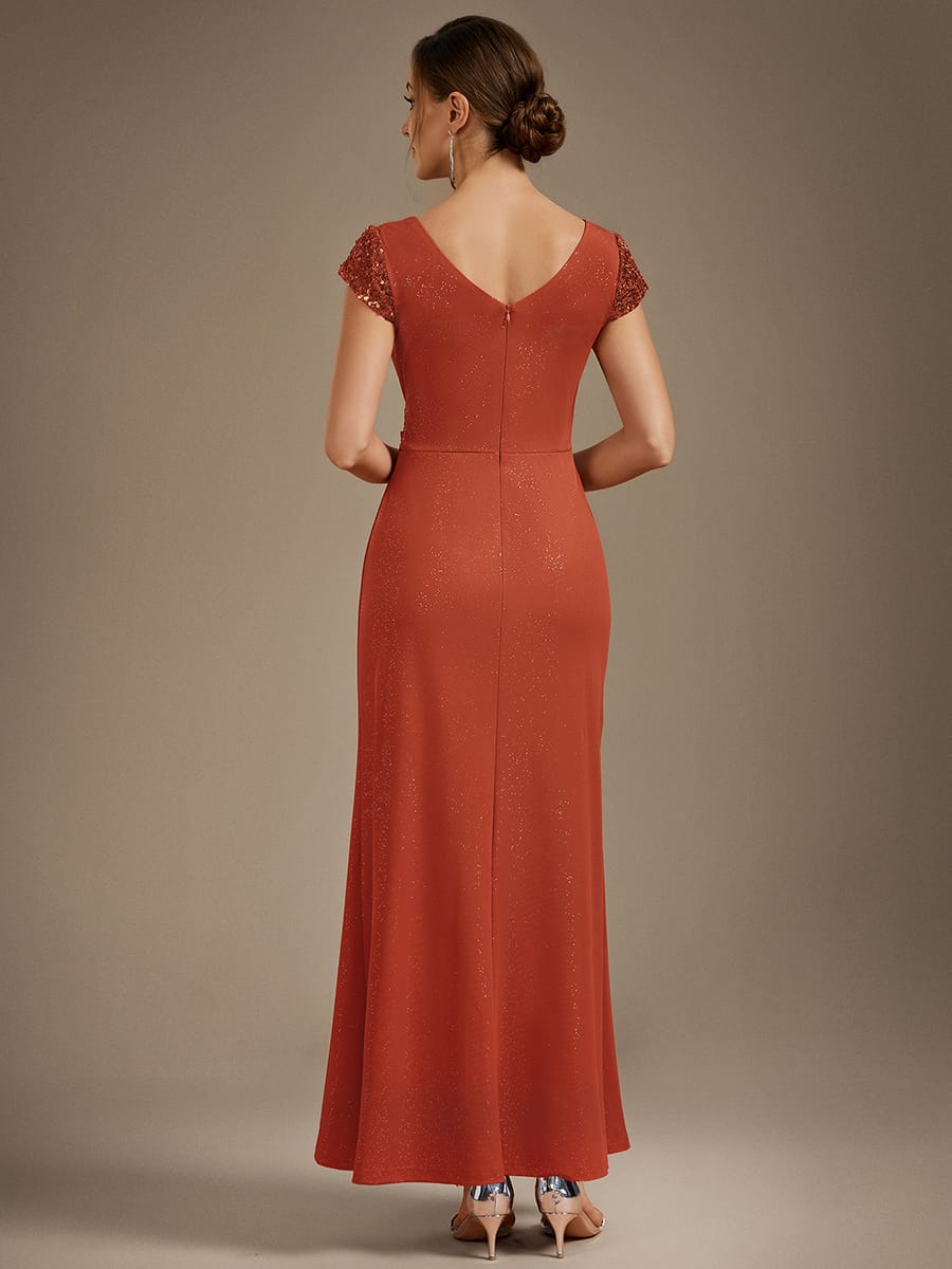 Knotted Knit Cap Sleeve Dress #color_Burnt Orange