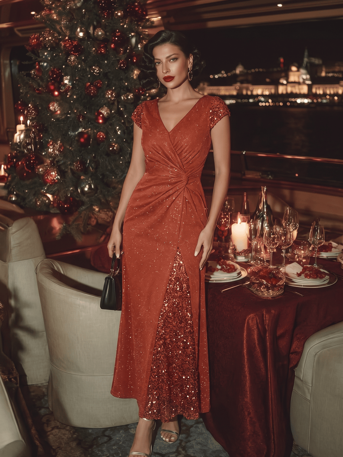 Knotted Knit Cap Sleeve Dress #color_Burnt Orange