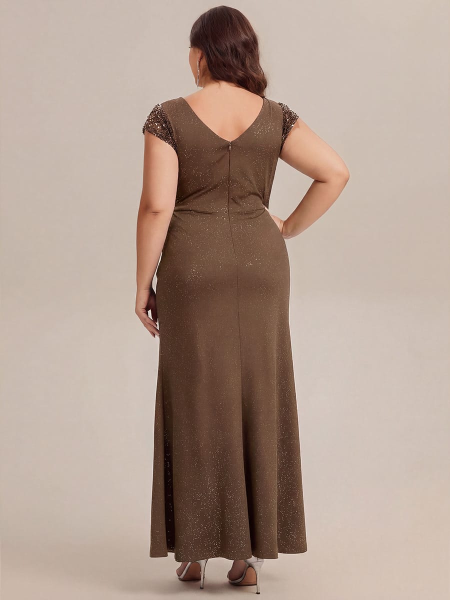 Knotted Knit Cap Sleeve Dress #color_Coffee