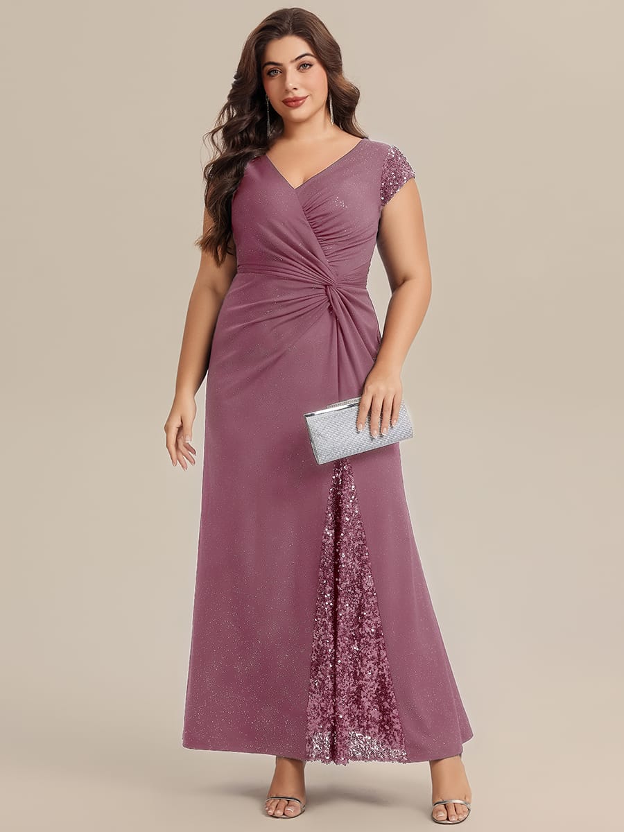 Knotted Knit Cap Sleeve Dress #color_Purple Orchid