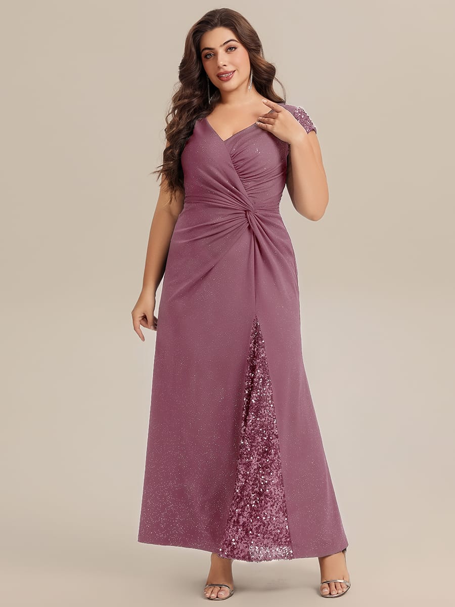 Knotted Knit Cap Sleeve Dress #color_Purple Orchid