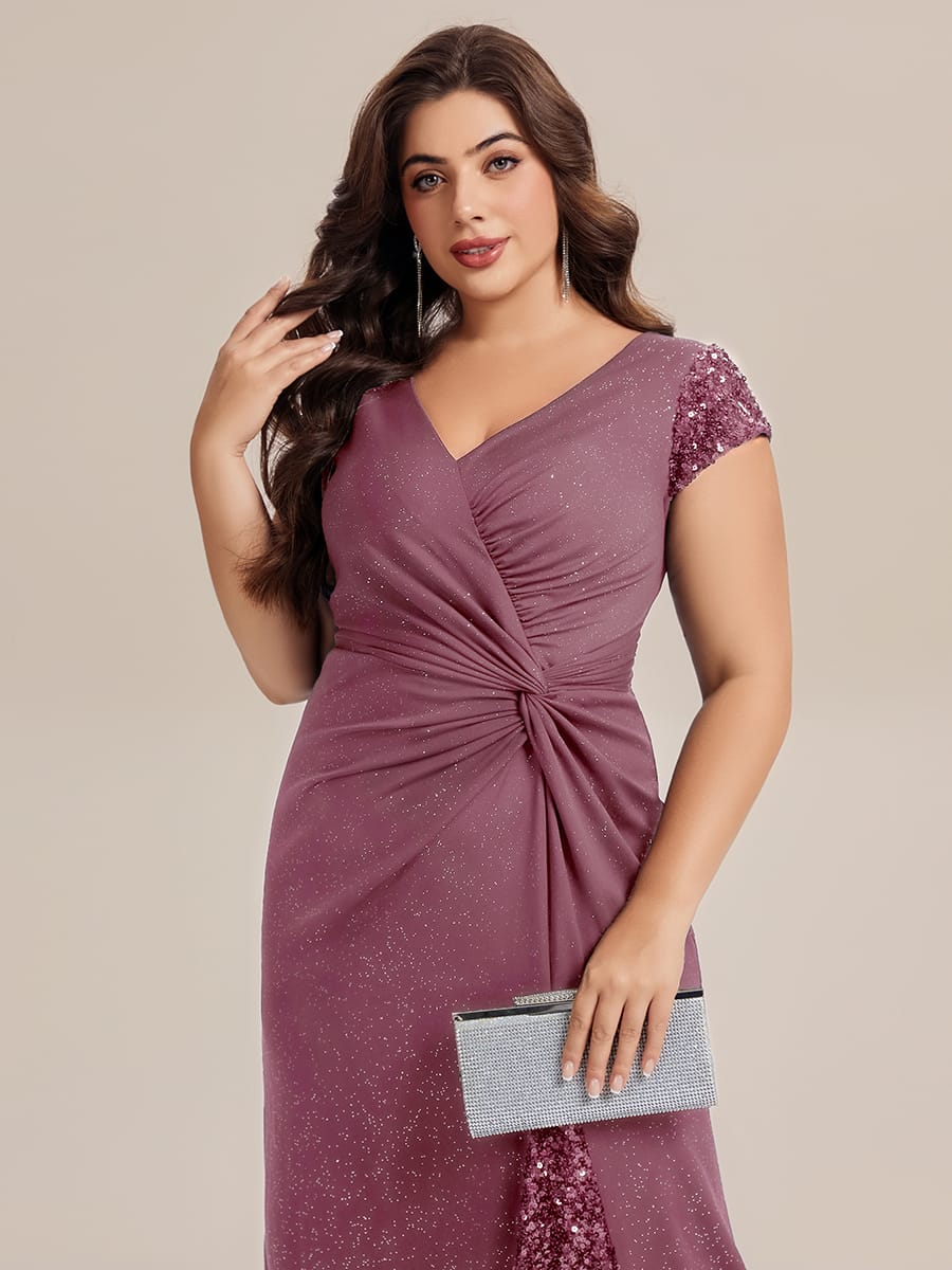 Knotted Knit Cap Sleeve Dress #color_Purple Orchid