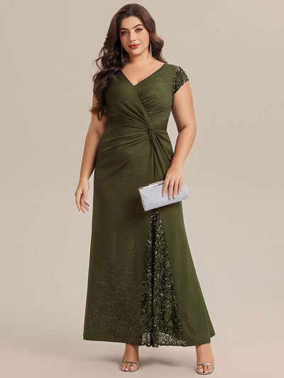 pretty KAIA|Plus Size Knotted Knit Cap Sleeve Dress