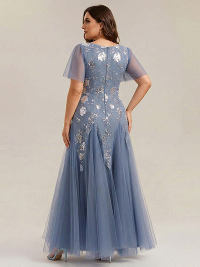 pretty ORLA|Plus Size Patchwork Sequin Ruffle Sleeve Dress