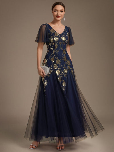 ever ORLA|Patchwork Sequin Ruffle Sleeve Dress