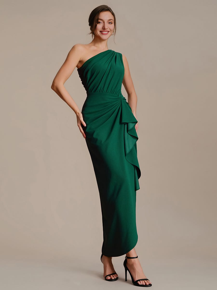 Thigh-High Slit Knit Sleeveless Dress #color_Dark Green
