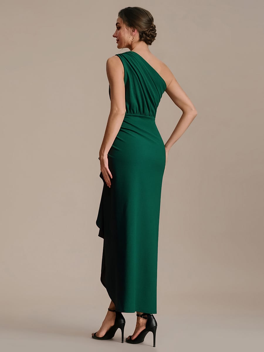Thigh-High Slit Knit Sleeveless Dress #color_Dark Green