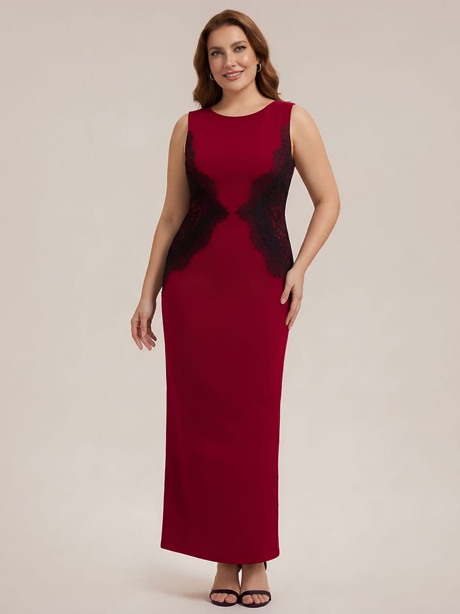 Cut-Out Detail Knit Sleeveless Dress #color_Dark Red