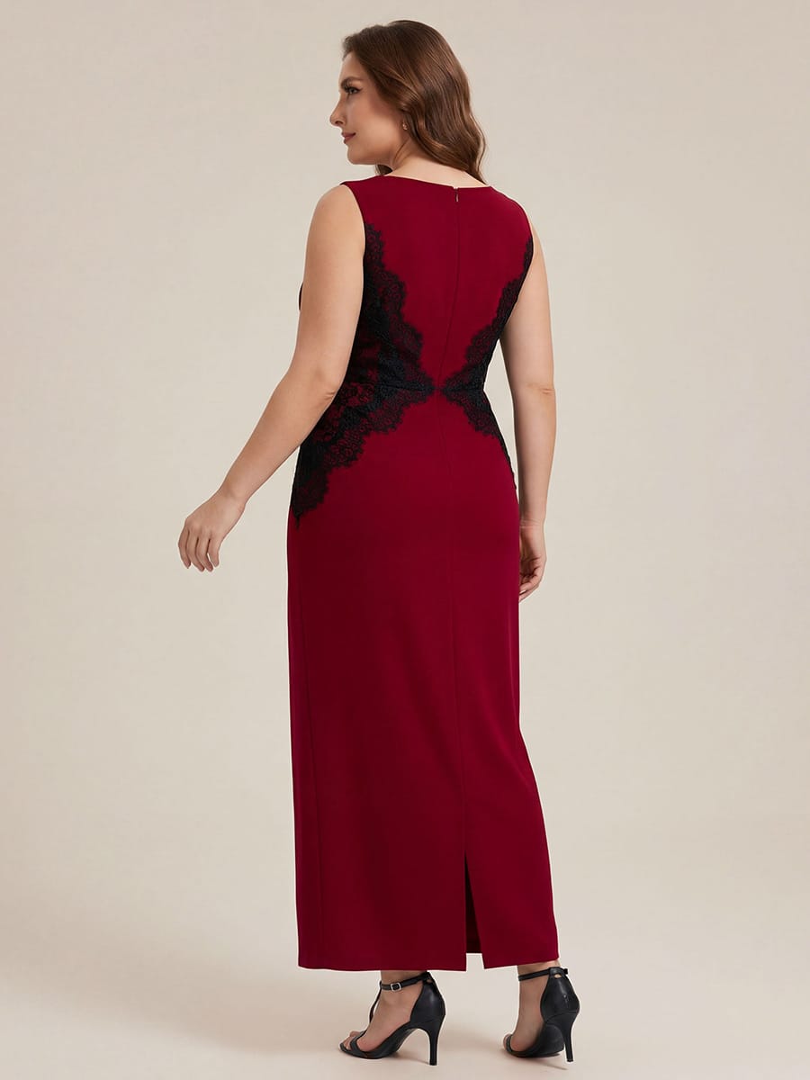 Cut-Out Detail Knit Sleeveless Dress #color_Dark Red