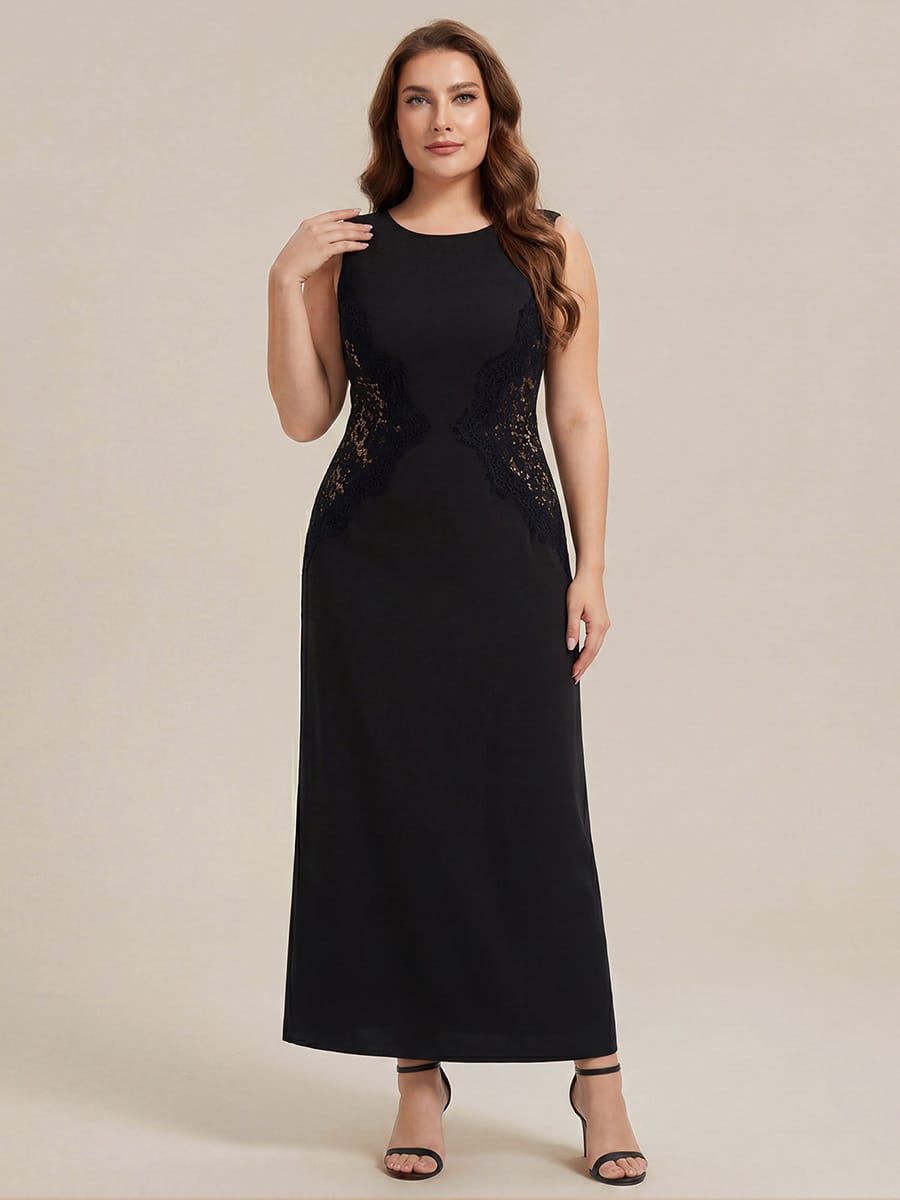 Cut-Out Detail Knit Sleeveless Dress #color_Black