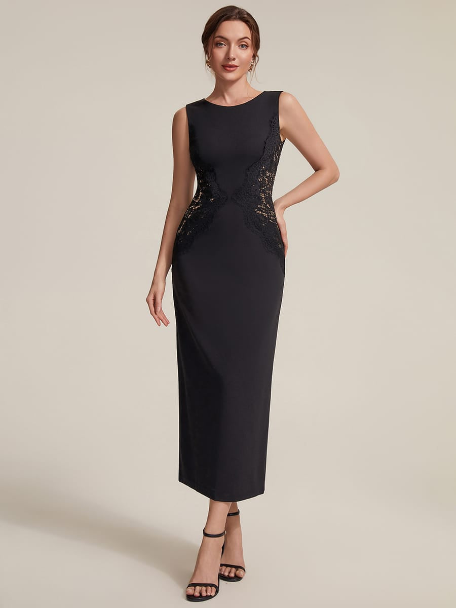 Cut-Out Detail Knit Sleeveless Dress #color_Black