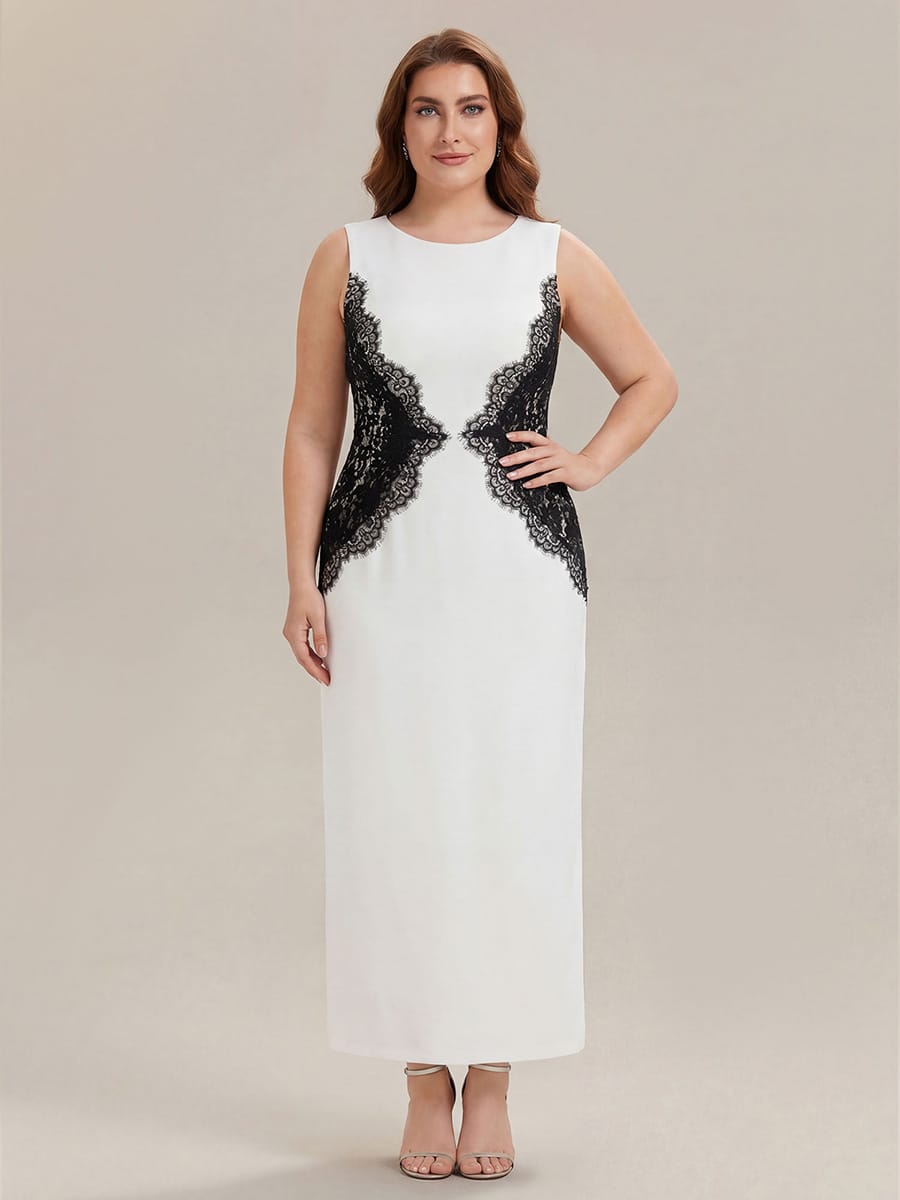 Cut-Out Detail Knit Sleeveless Dress #color_Ivory-Black