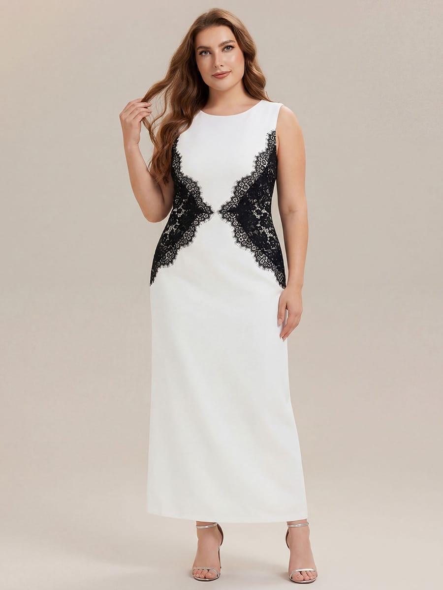 Cut-Out Detail Knit Sleeveless Dress #color_Ivory-Black