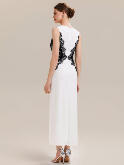 Cut-Out Detail Knit Sleeveless Dress #color_Ivory-Black