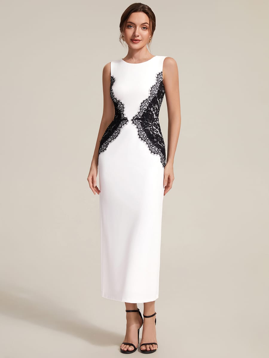 Cut-Out Detail Knit Sleeveless Dress #color_Ivory-Black