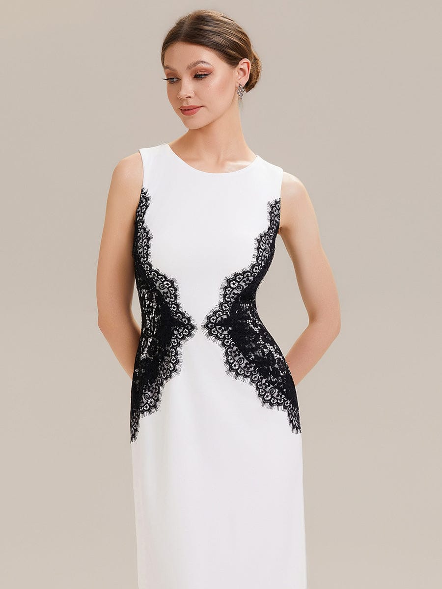 Cut-Out Detail Knit Sleeveless Dress #color_Ivory-Black