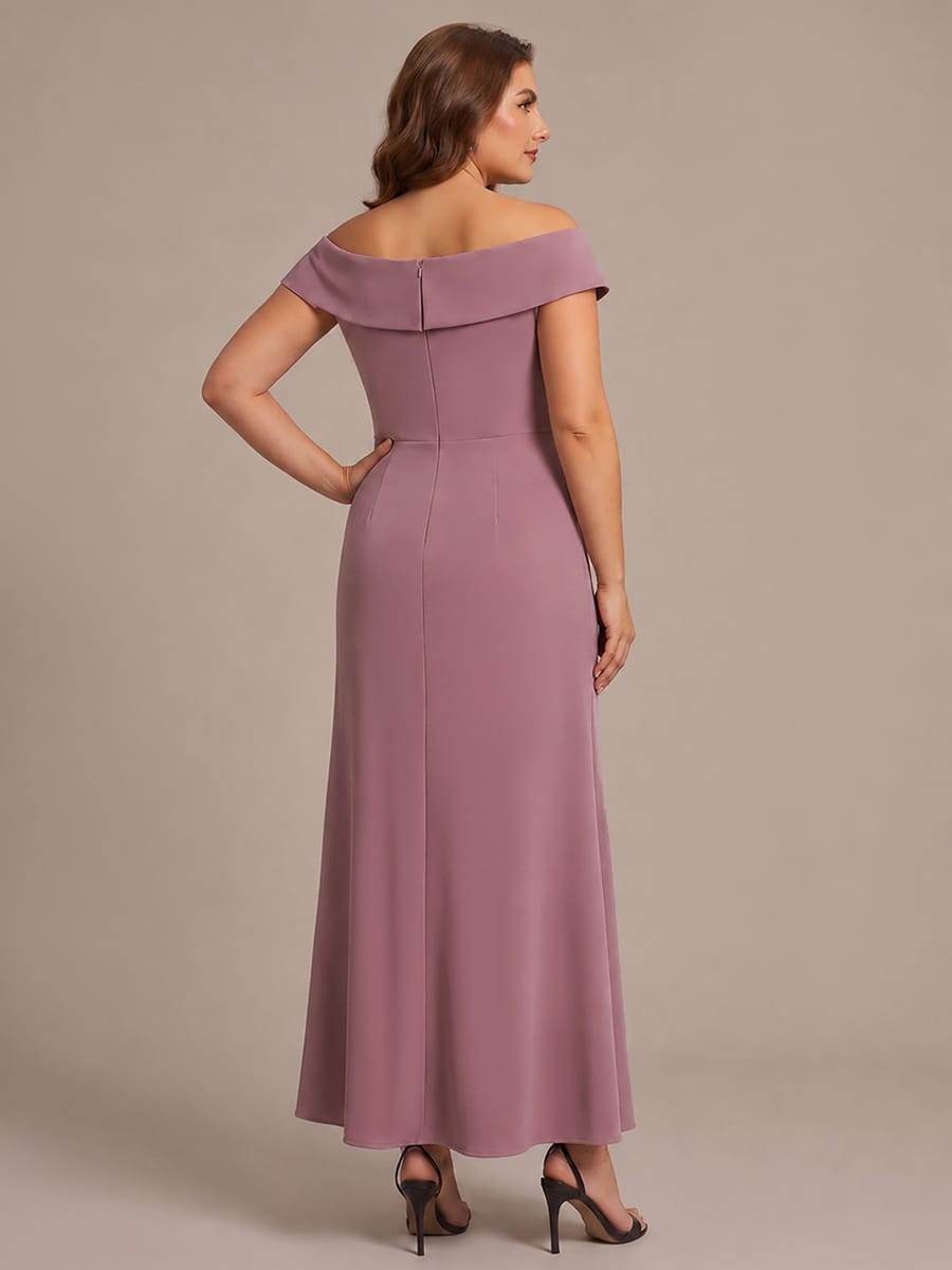 Slit Crepe Cap Sleeve Dress #color_Purple Orchid