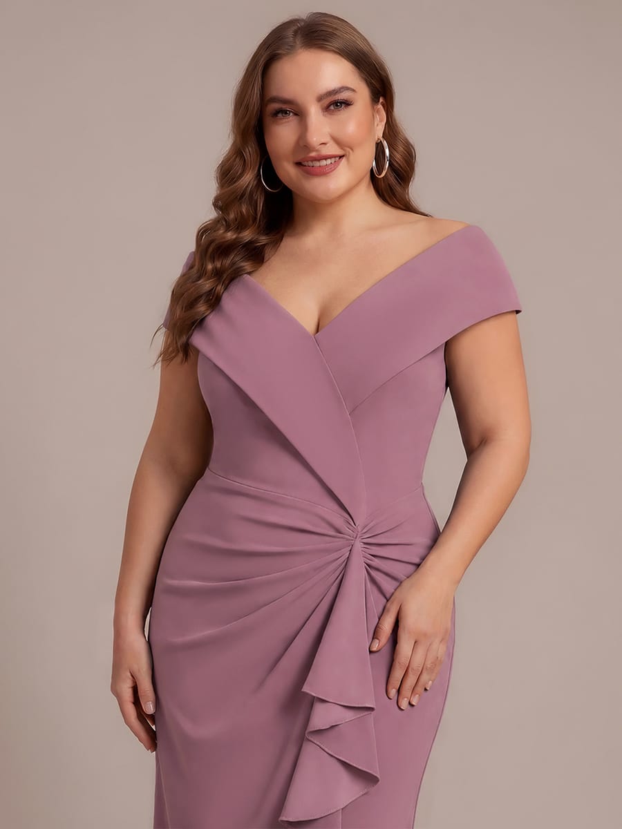 Slit Crepe Cap Sleeve Dress #color_Purple Orchid