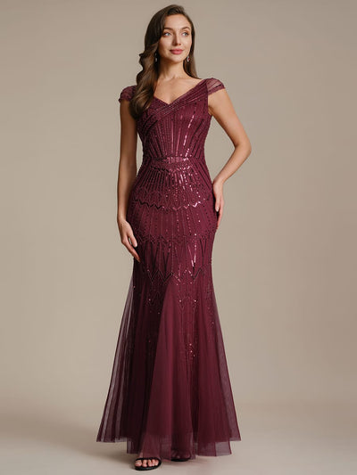 ever CABARET|Embroidered Sequin Drop Shoulder Sleeve Dress