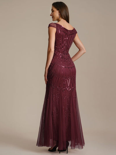 ever CABARET|Embroidered Sequin Drop Shoulder Sleeve Dress