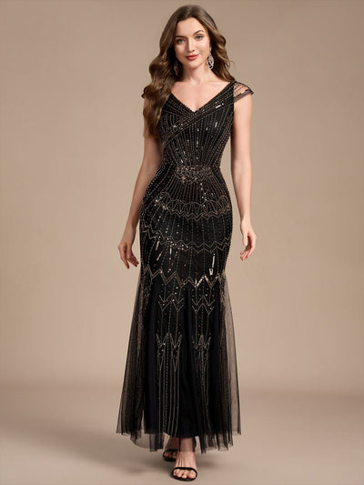 ever CABARET|Embroidered Sequin Drop Shoulder Sleeve Dress