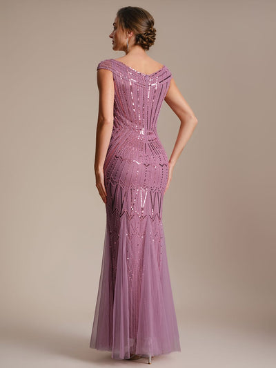 ever CABARET|Embroidered Sequin Drop Shoulder Sleeve Dress