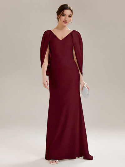 Tie-Front Knit Cape Sleeve Dress