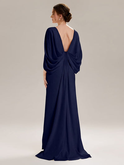 Tie-Front Knit Cape Sleeve Dress