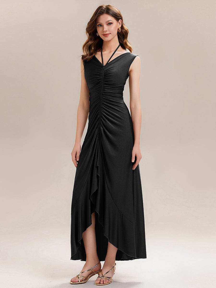 Convertible Knit Sleeveless Dress #color_Black