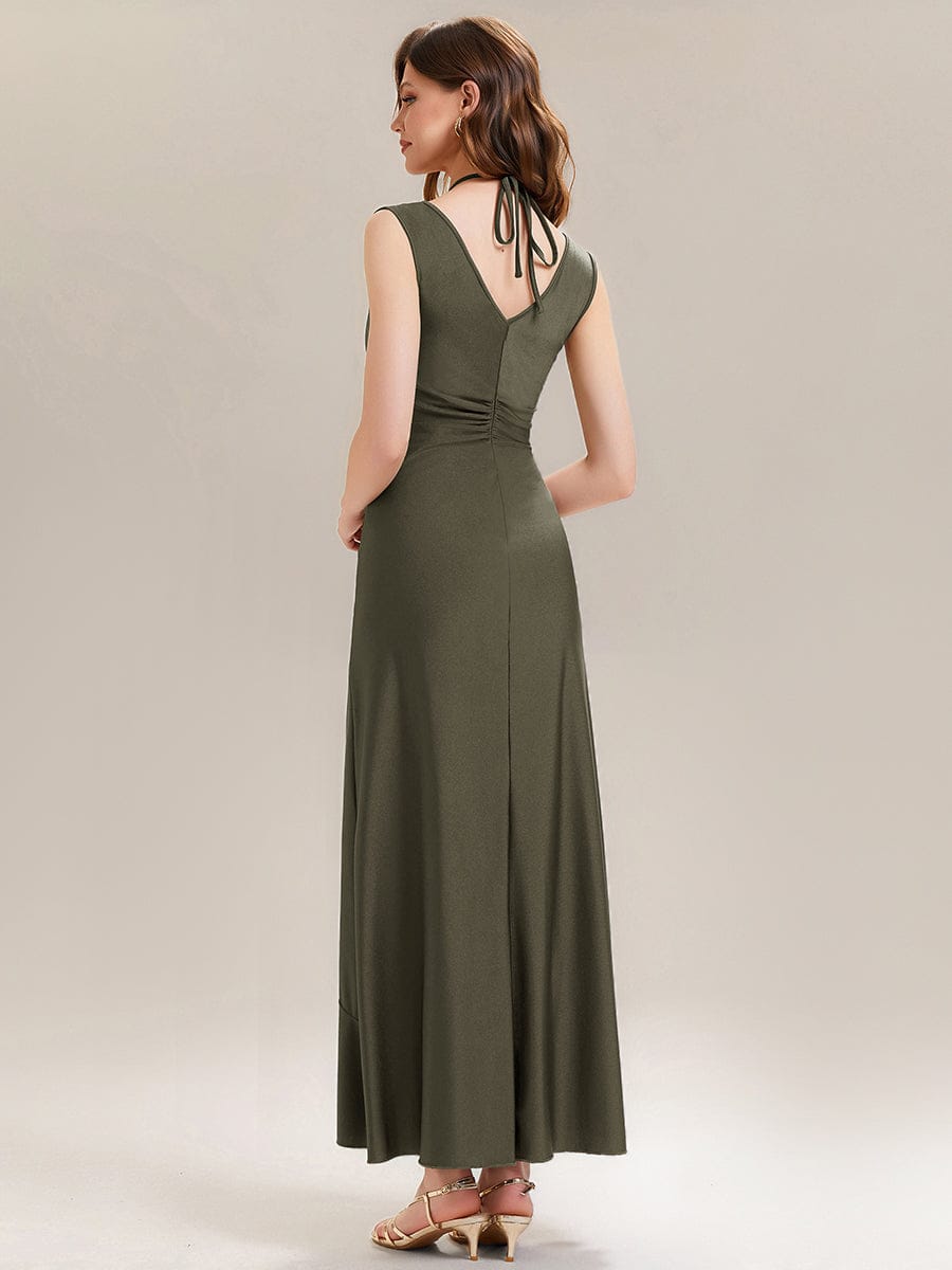 Convertible Knit Sleeveless Dress #color_Olive Green